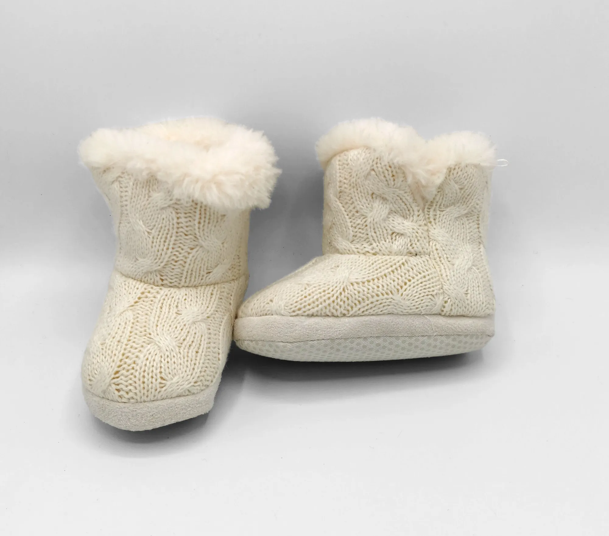 BABY GIRL SIZE (1/2 YEARS) Soft Cable Knit Indoor Slipper Booties EUC B2