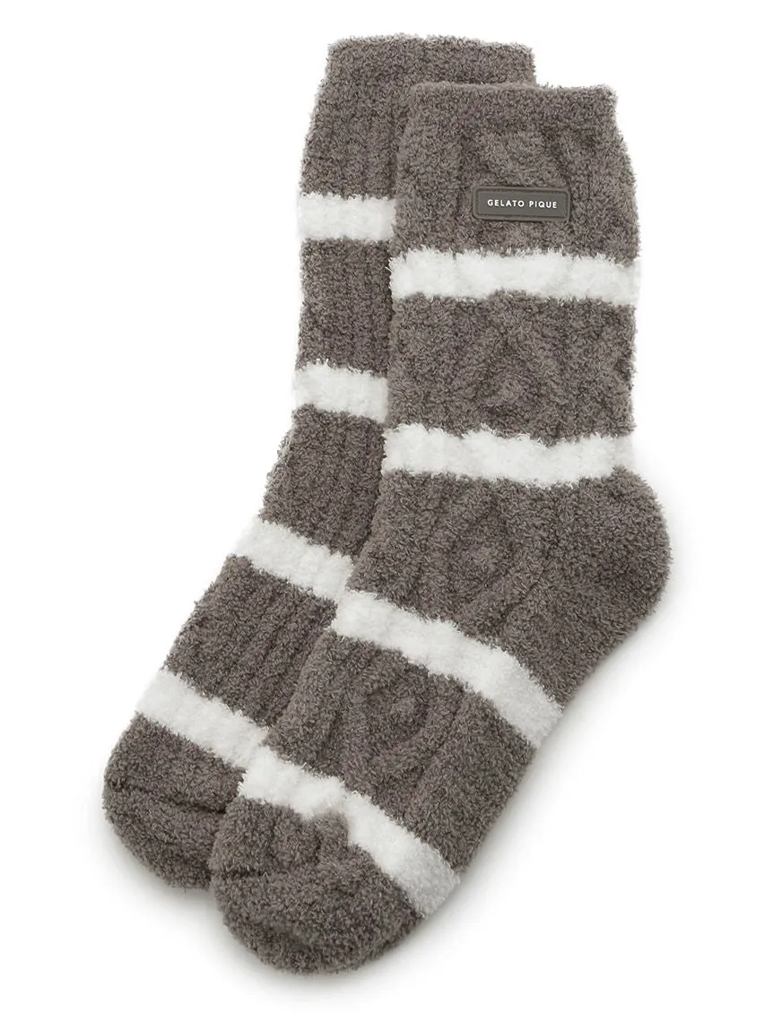 Baby Moco Aran Border Fuzzy Socks
