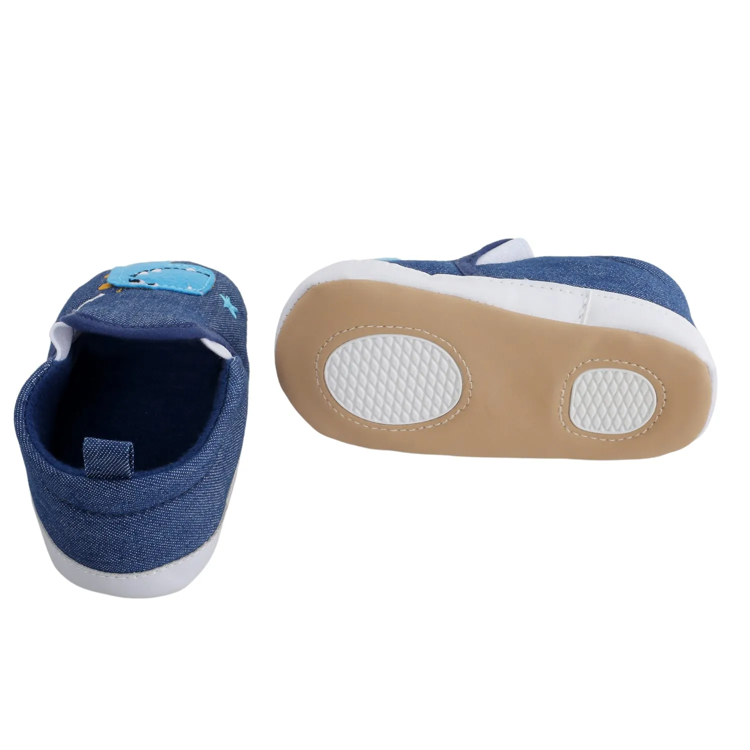 Baby Moo Dinosaur Navy Blue Slip-On Booties