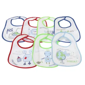 Baby Patterned 7 Days Of The Week Bibs in Boys & Girls Options (Pack of 7) (0-6 Months) (Blue) 0-6 Months Blue