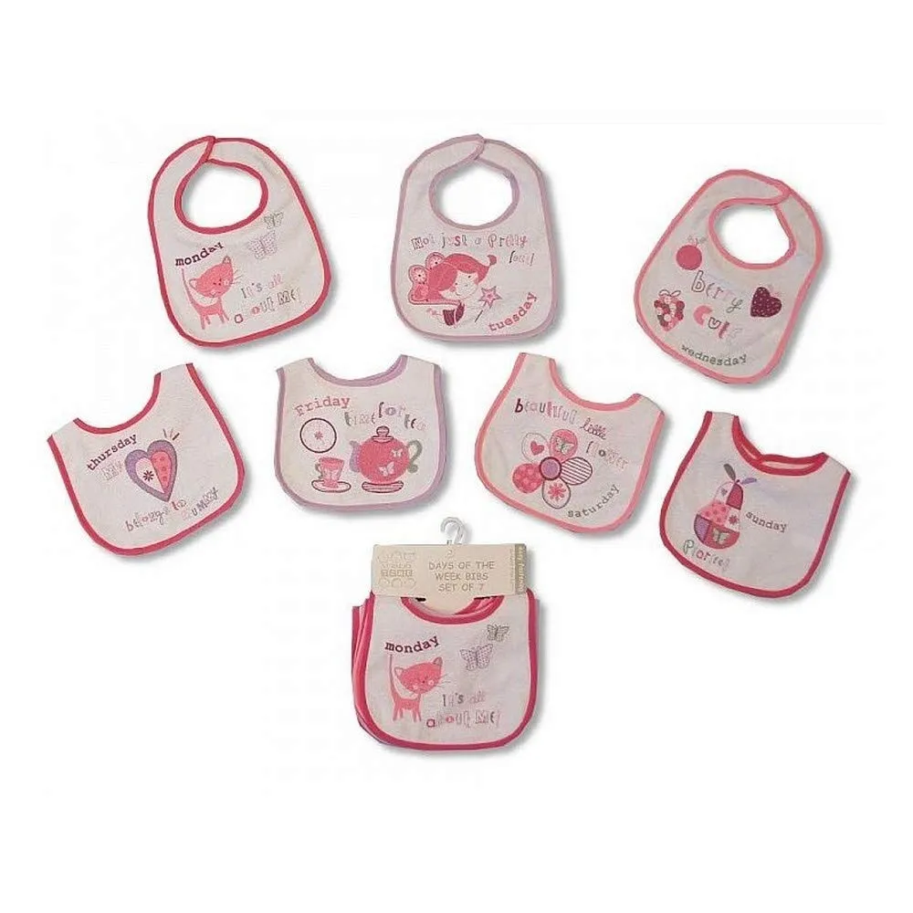Baby Patterned 7 Days Of The Week Bibs in Boys & Girls Options (Pack of 7) (0-6 Months) (Blue) 0-6 Months Blue