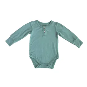 Baby Sprouts, Long Sleeve Henley Bodysuit-Pine