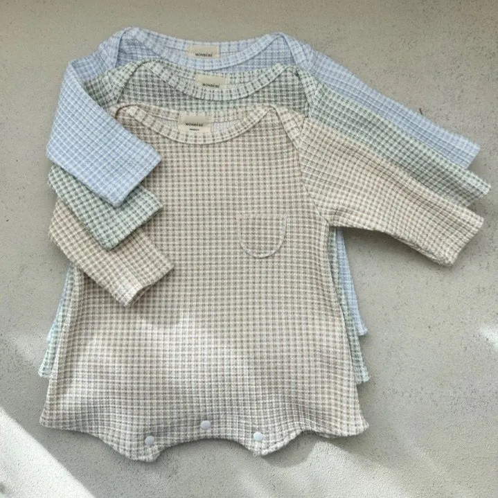 Bel Waffle Cotton Baby Romper and Knotted Hat (Sky)
