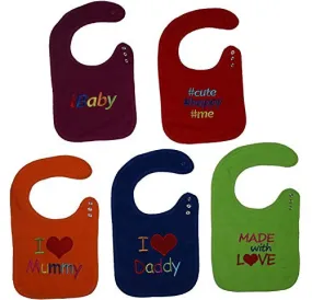 BEST Baby Fashion Bibs With Snaps Closure (5 Pack) Bibs 5-Pack Unisex Colors
