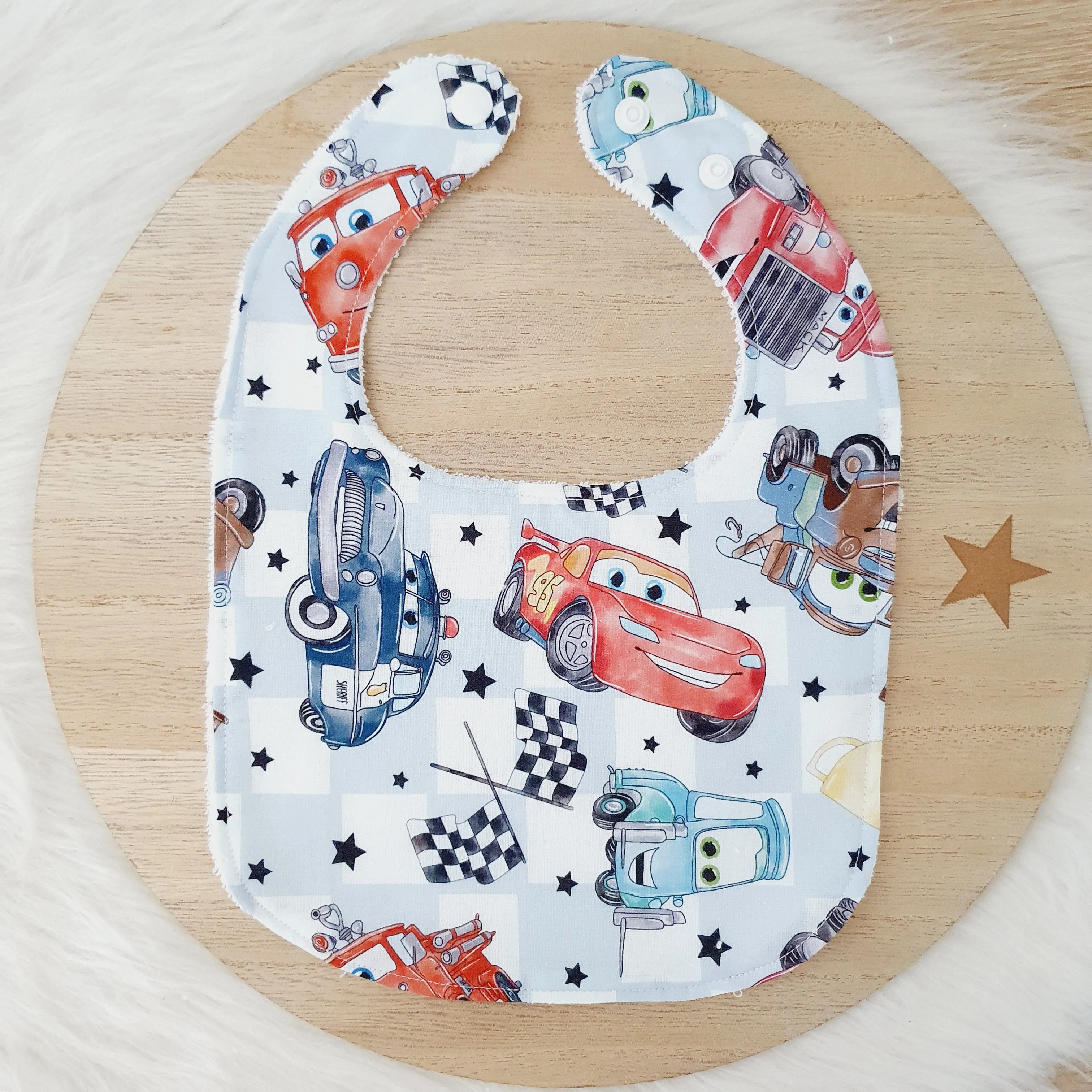 Bib, Handmade Baby Bib, Feeding Bib - Cars print
