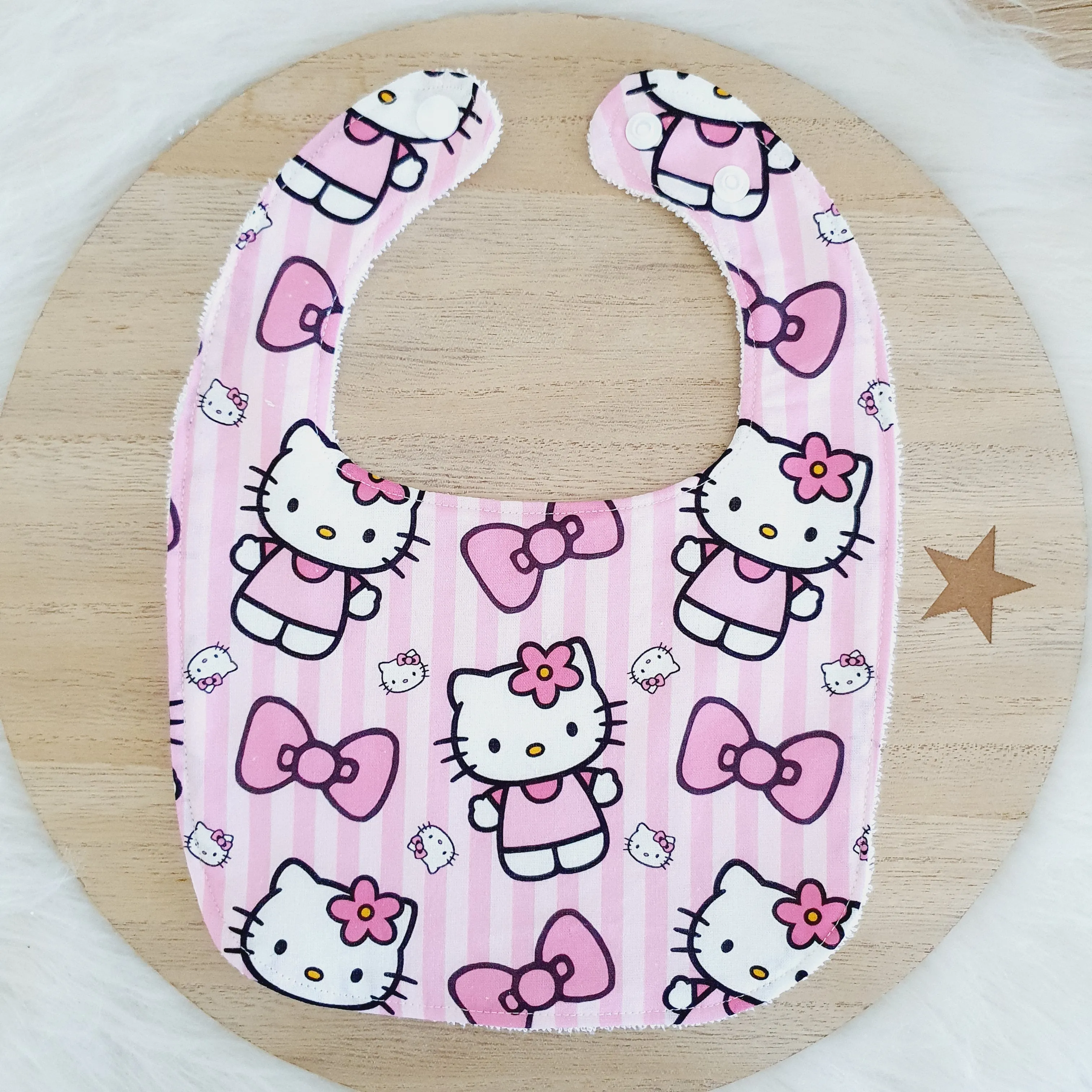 Bib, Handmade Baby Bib, Feeding Bib - Hello Kitty print