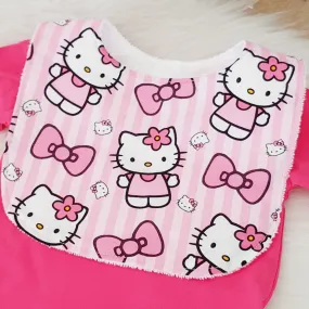 Bib, Handmade Baby Bib, Feeding Bib - Hello Kitty print