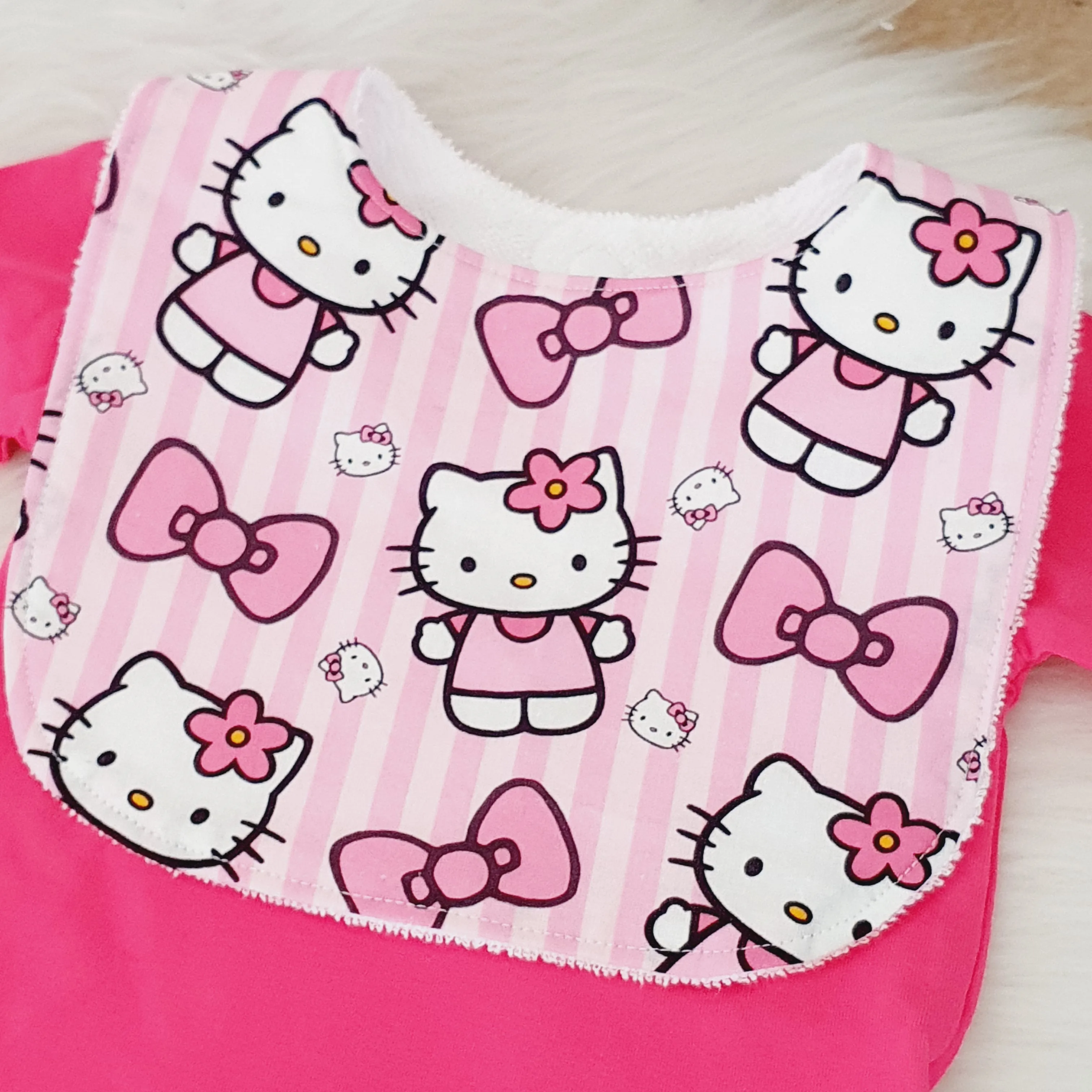 Bib, Handmade Baby Bib, Feeding Bib - Hello Kitty print