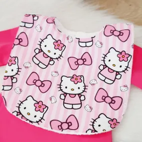 Bib, Handmade Baby Bib, Large Feeding Bib - Hello Kitty print