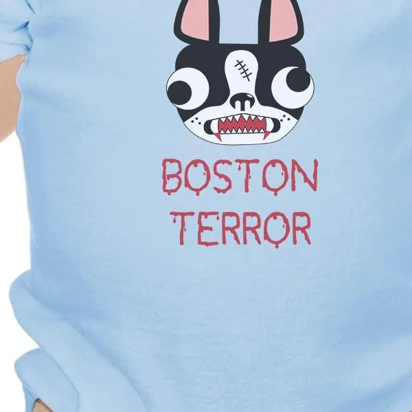 Boston Terror Terrier Baby Sky Blue Bodysuit