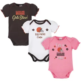 Browns Girls Shine 3-Pack Short Sleeve Bodysuits