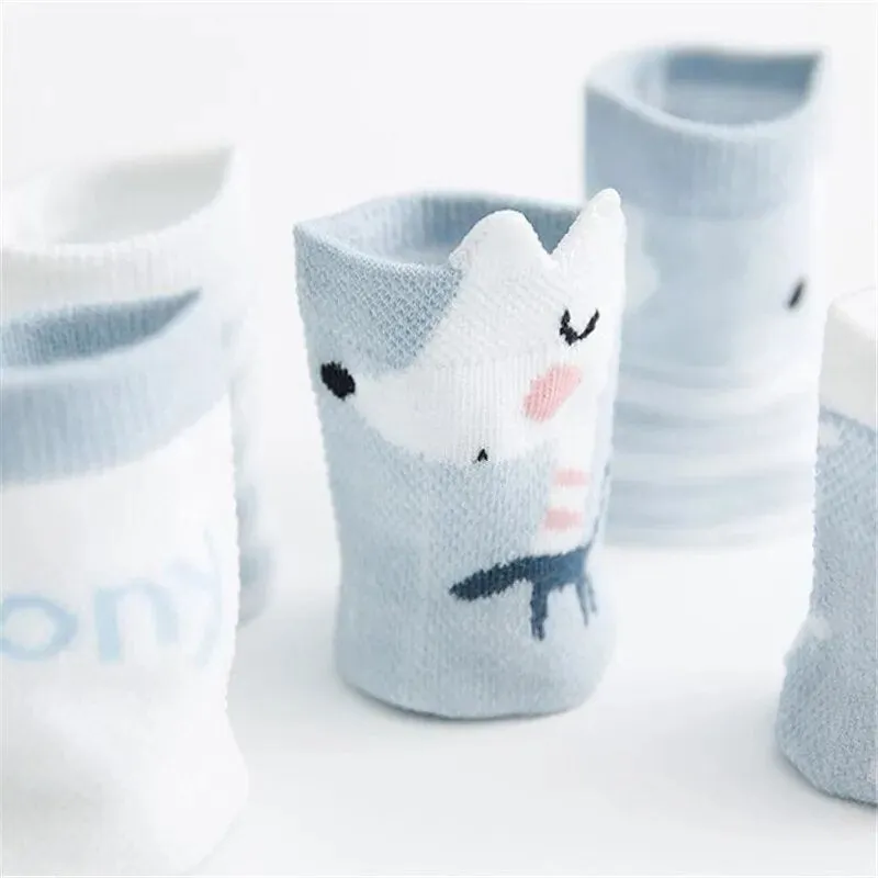 Cartoon Animal Design 5 Pairs/Lot 0-2Yrs Baby Socks