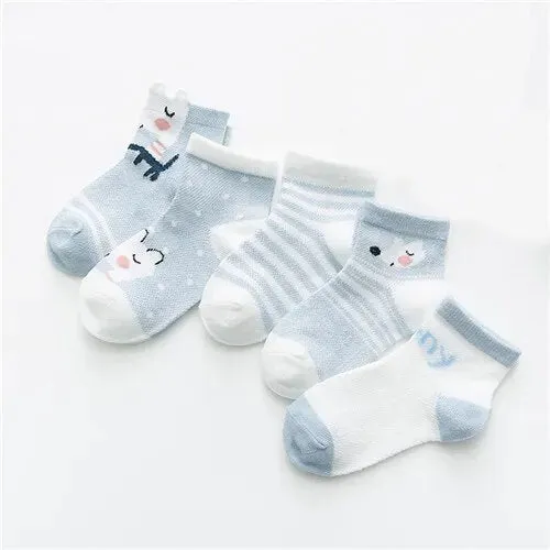 Cartoon Animal Design 5 Pairs/Lot 0-2Yrs Baby Socks