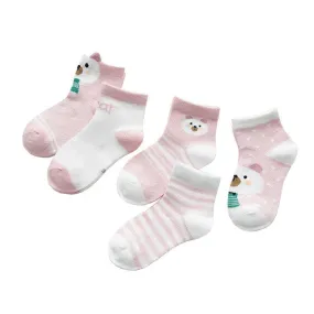 Cartoon Animal Design 5 Pairs/Lot 0-2Yrs Baby Socks