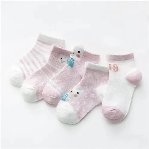 Cartoon Animal Design 5 Pairs/Lot 0-2Yrs Baby Socks