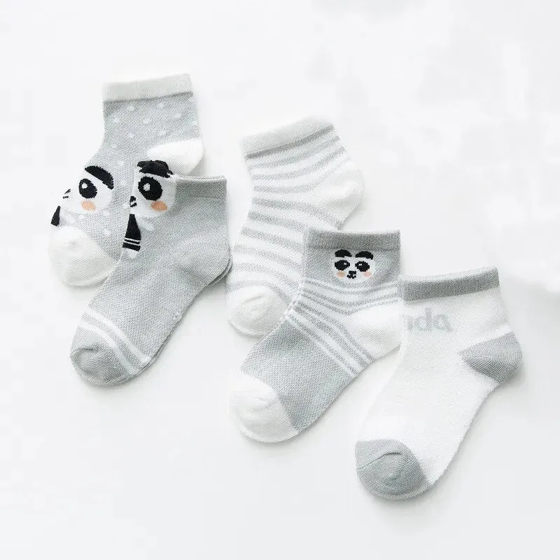 Cartoon Animal Design 5 Pairs/Lot 0-2Yrs Baby Socks