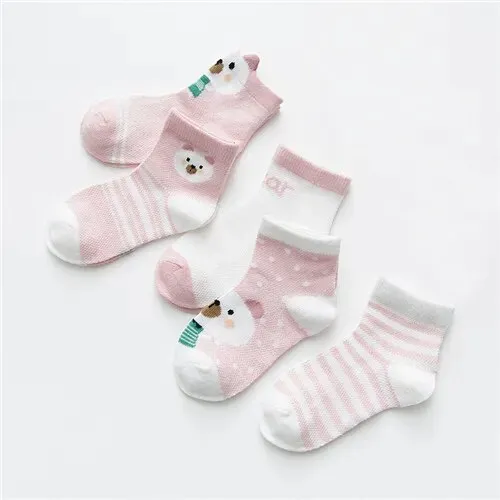 Cartoon Animal Design 5 Pairs/Lot 0-2Yrs Baby Socks