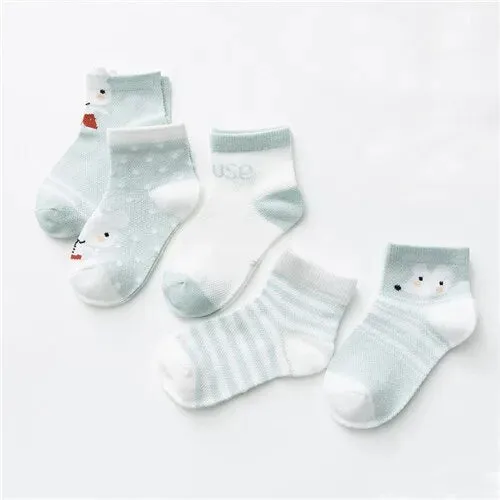 Cartoon Animal Design 5 Pairs/Lot 0-2Yrs Baby Socks