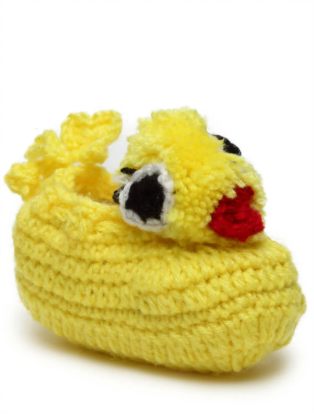 Chutput Kids Woollen Hand Knitted Duck Face Detailed Booties - Yellow