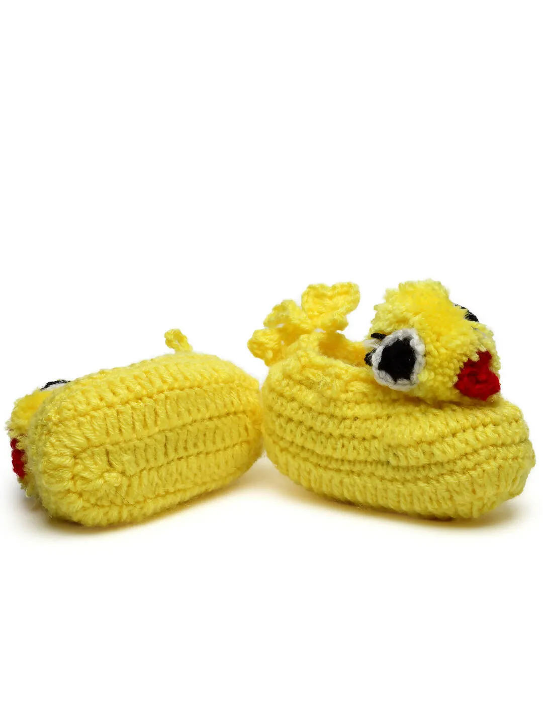 Chutput Kids Woollen Hand Knitted Duck Face Detailed Booties - Yellow