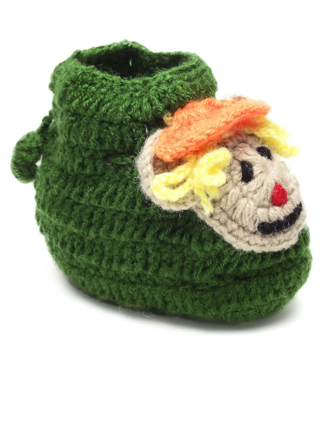 Chutput Kids Woollen Hand Knitted Human Face Booties - Green