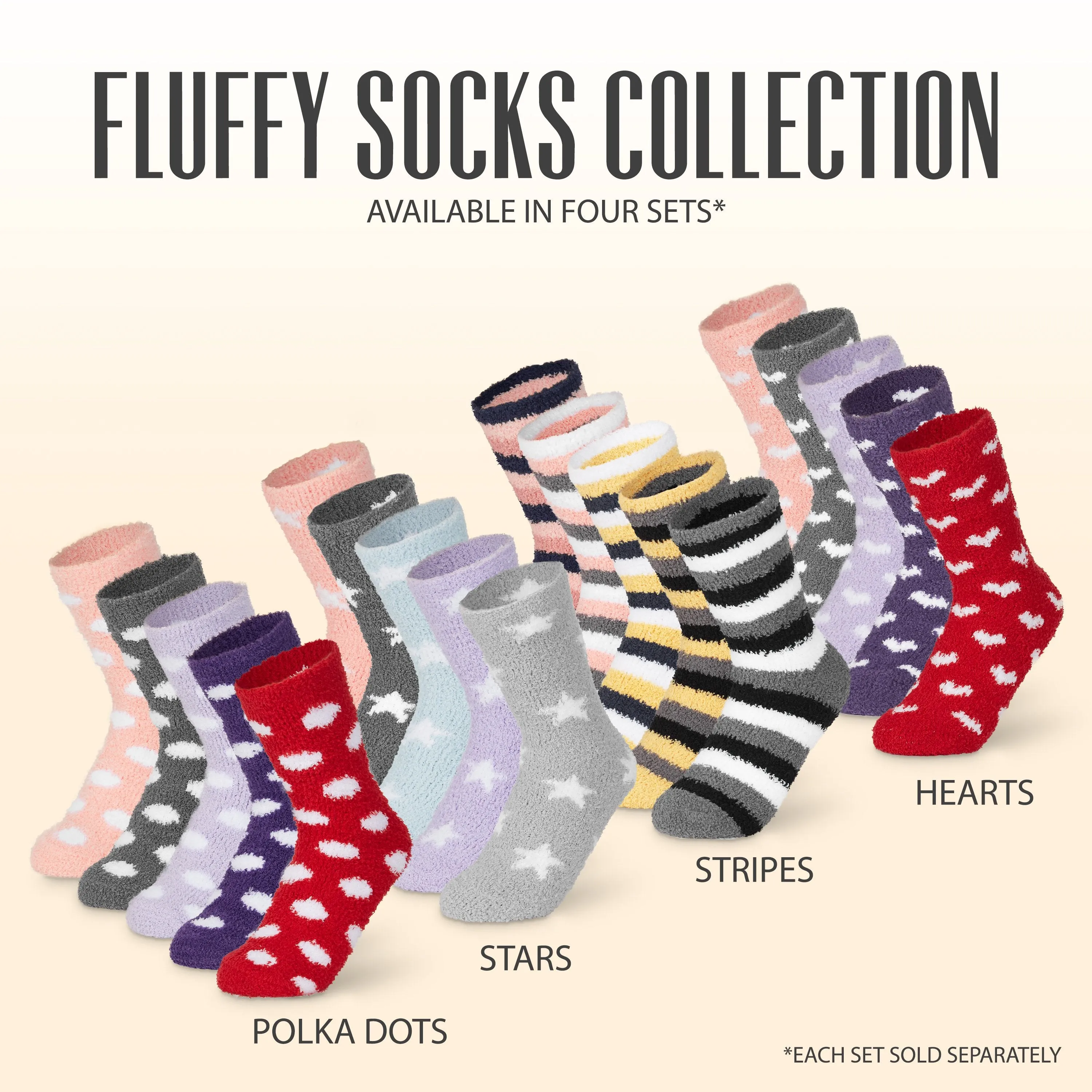 CityComfort Polka Dots Fluffy Socks, Women Warm Slipper Socks 5-Pack, Winter Gifts For Her