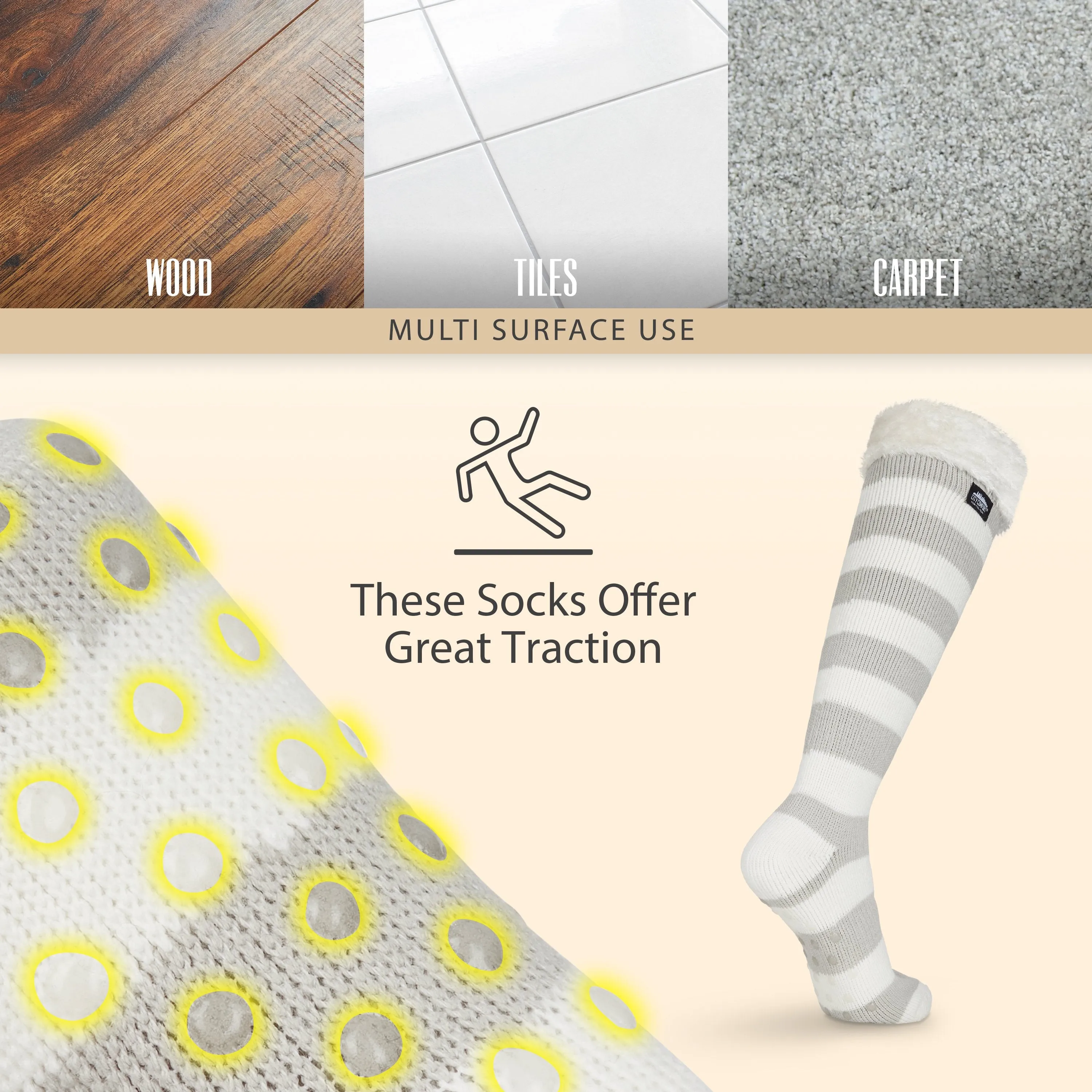 CityComfort Slipper Socks for Women, Knee High Socks Non Slip, Long Fluffy Socks