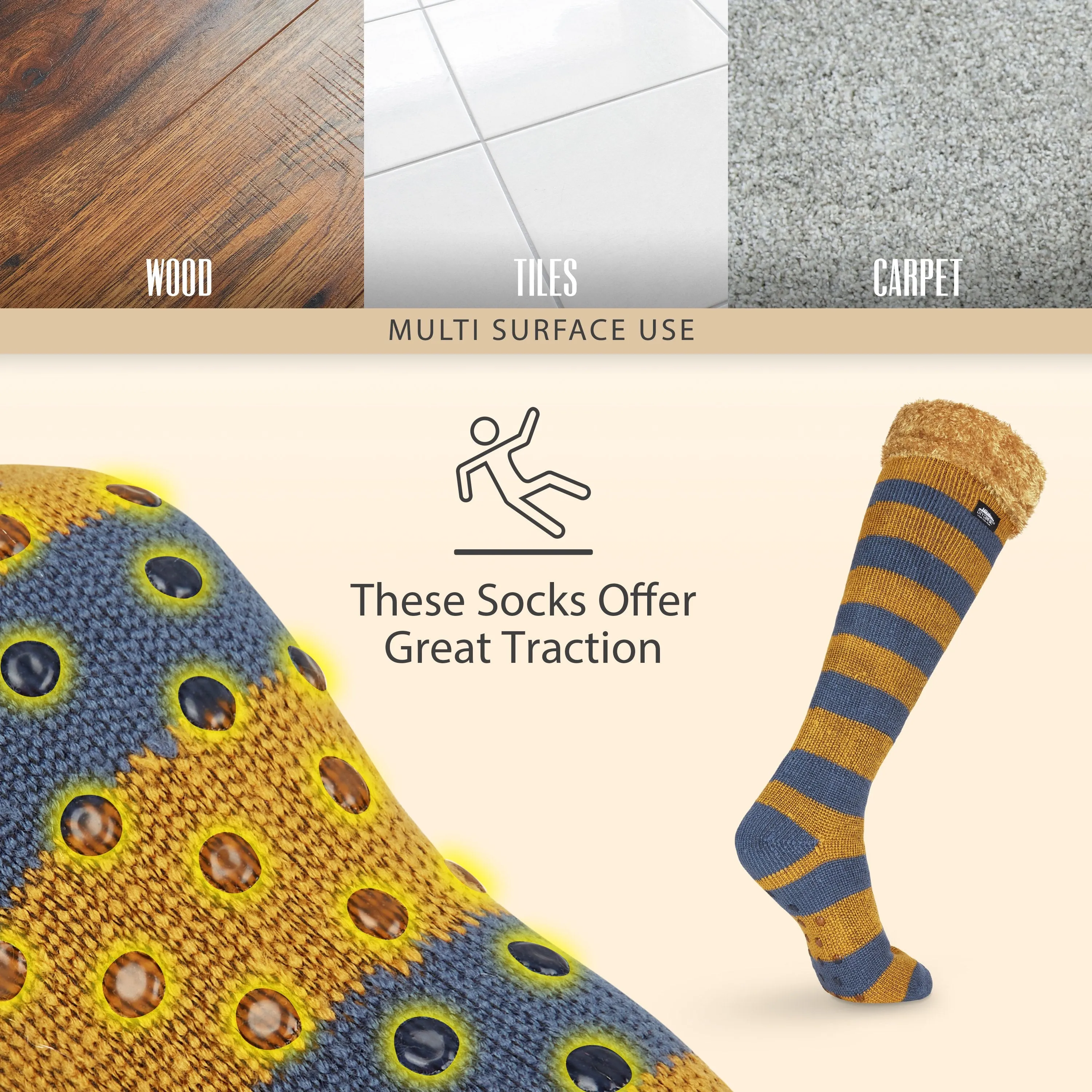 CityComfort Slipper Socks for Women, Knee High Socks Non Slip, Long Fluffy Socks