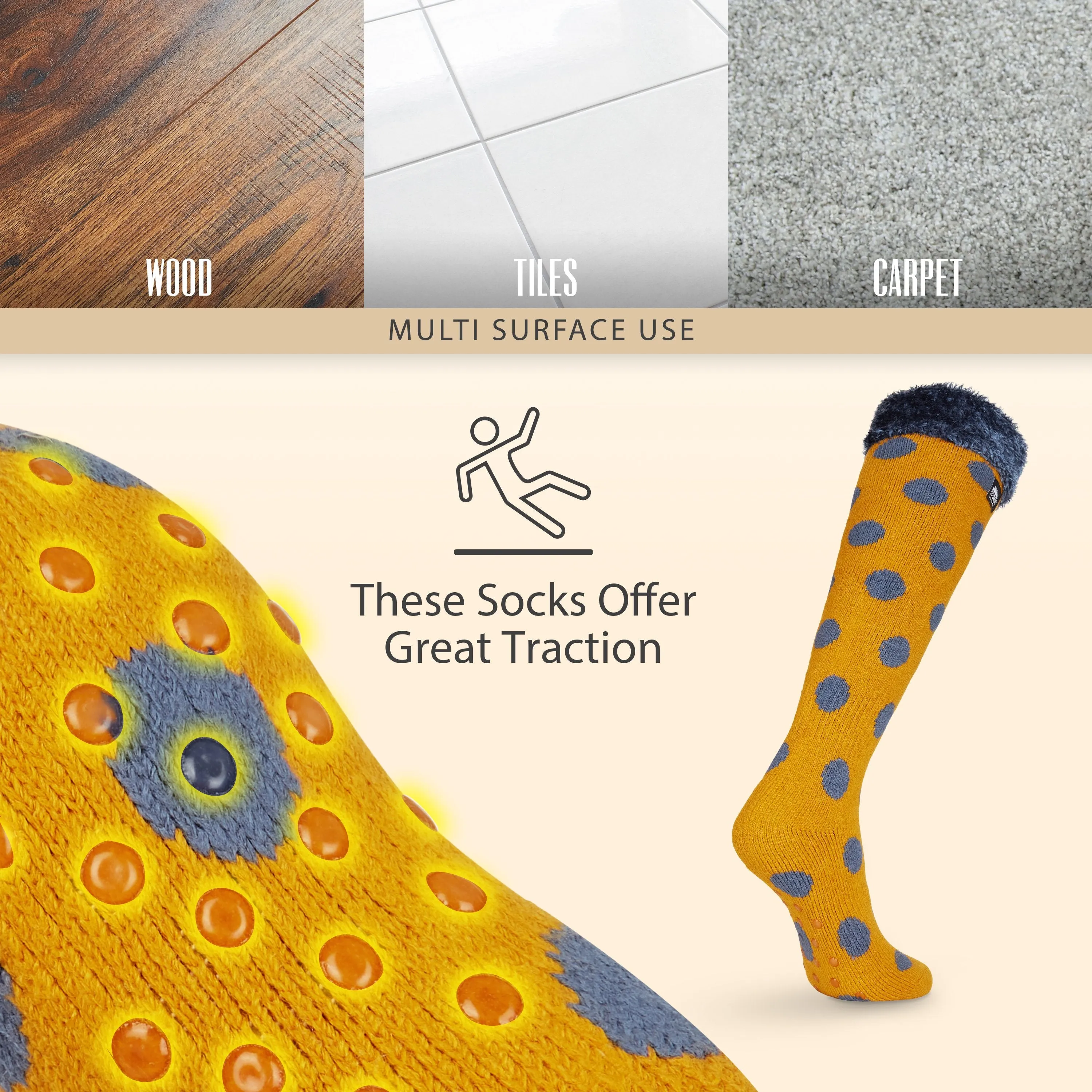 CityComfort Slipper Socks for Women, Knee High Socks Non Slip, Long Fluffy Socks