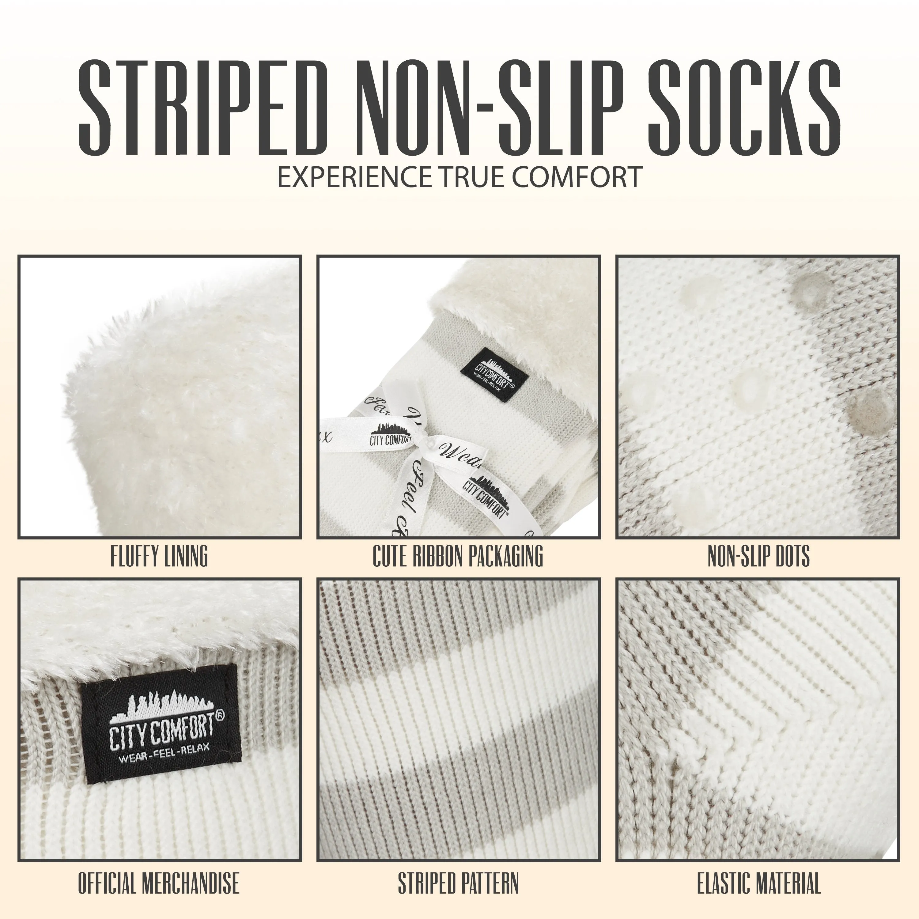 CityComfort Slipper Socks for Women, Knee High Socks Non Slip, Long Fluffy Socks