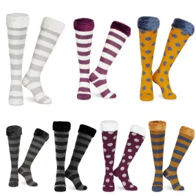 CityComfort Slipper Socks for Women, Knee High Socks Non Slip, Long Fluffy Socks