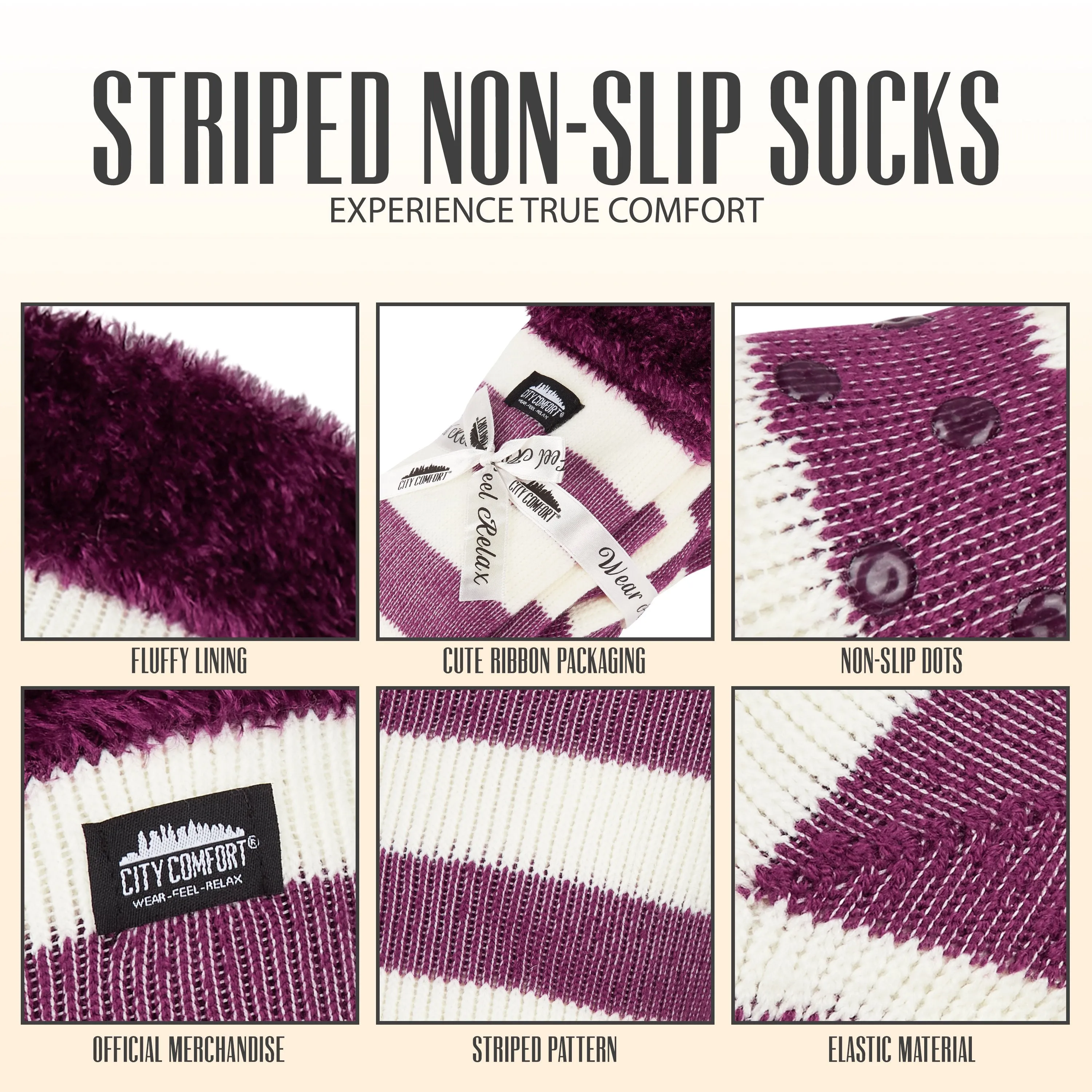CityComfort Slipper Socks for Women, Knee High Socks Non Slip, Long Fluffy Socks
