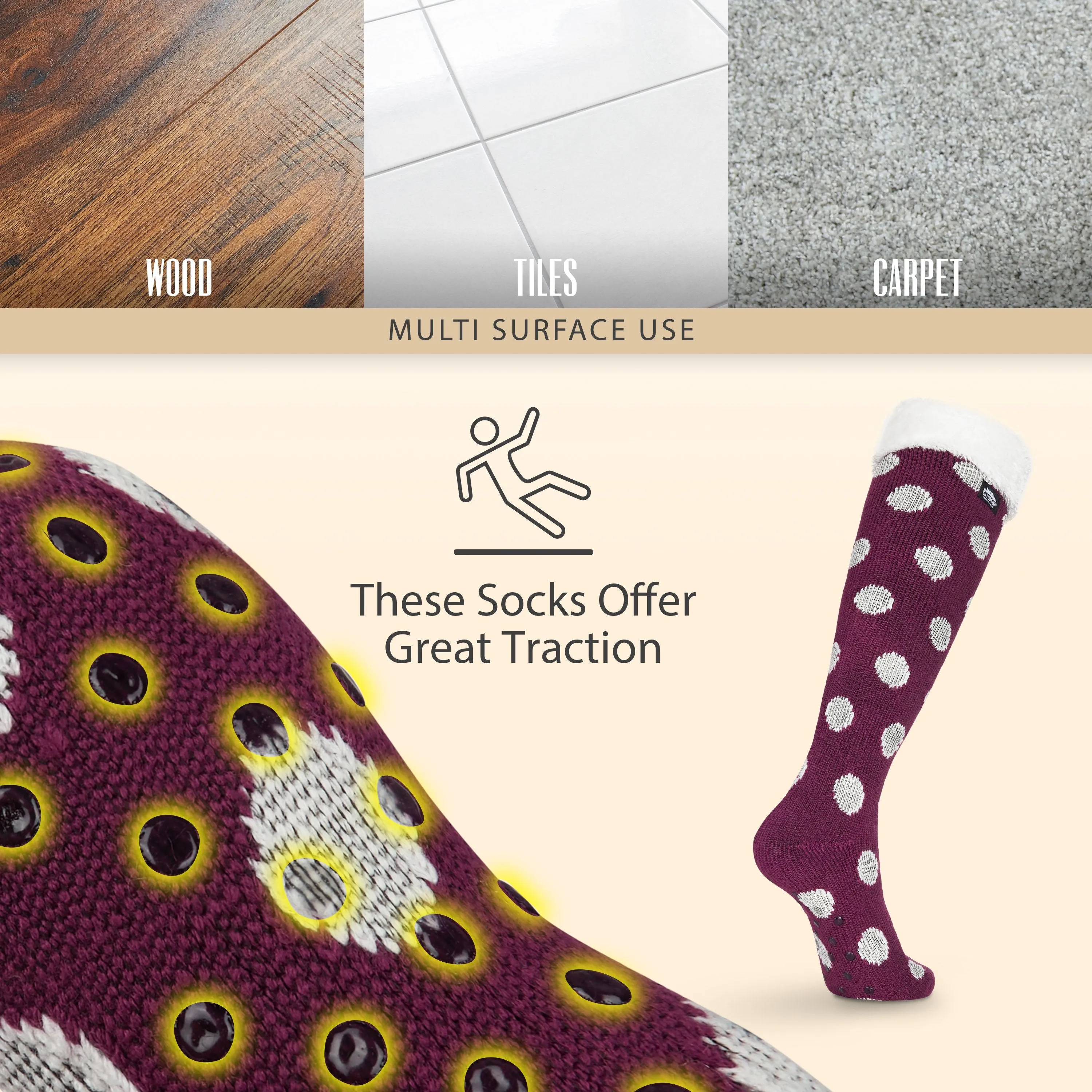 CityComfort Slipper Socks for Women, Knee High Socks Non Slip, Long Fluffy Socks