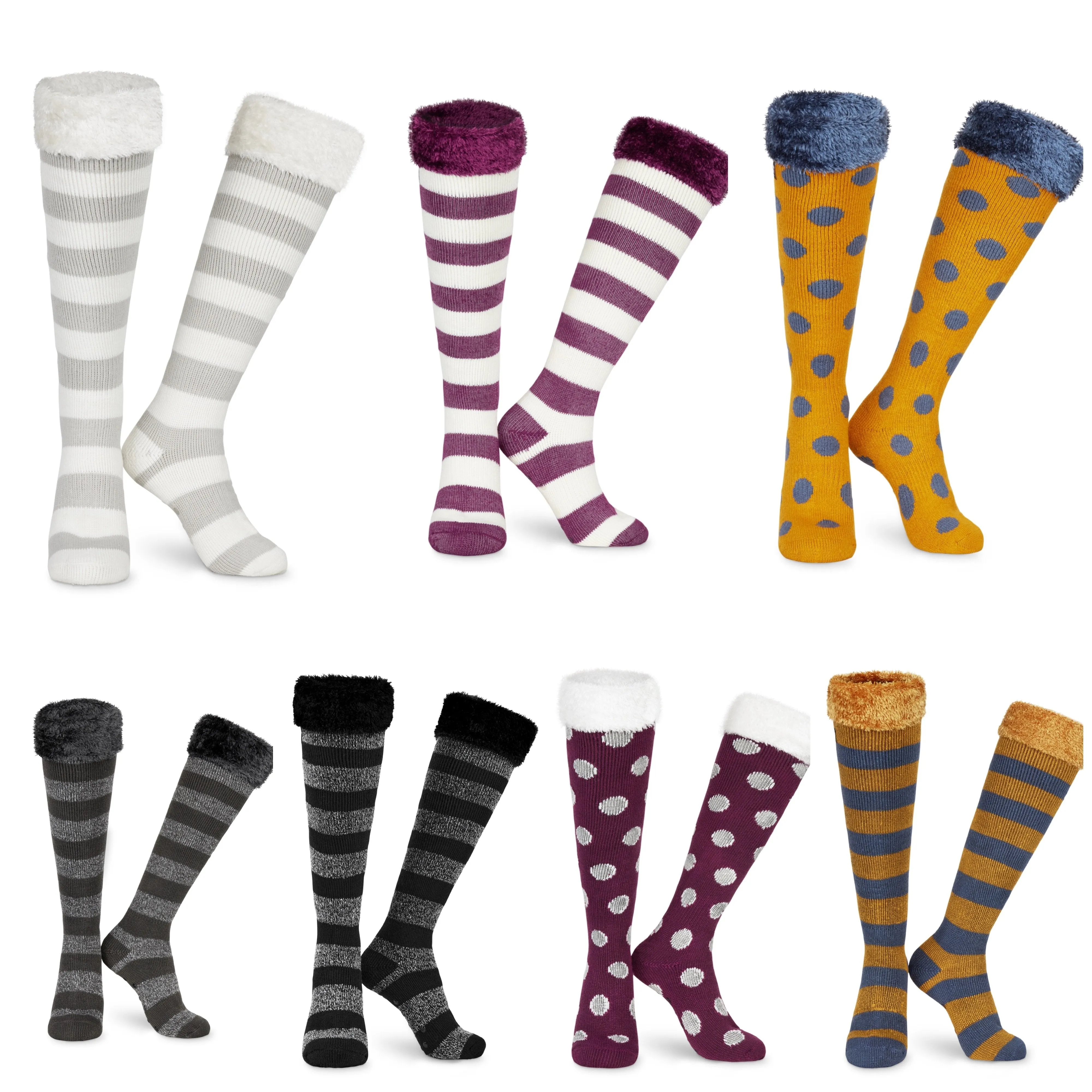 CityComfort Slipper Socks for Women, Knee High Socks Non Slip, Long Fluffy Socks