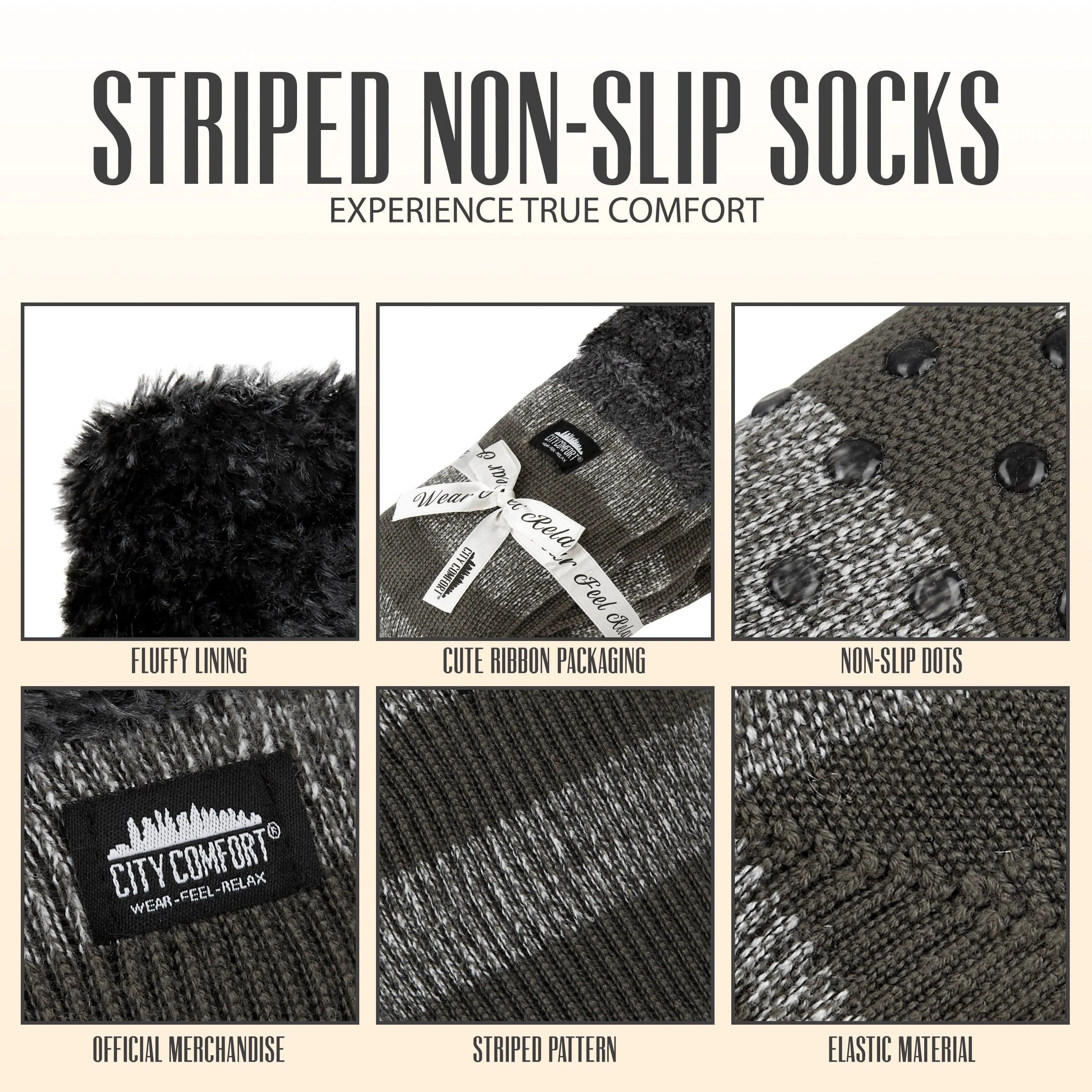 CityComfort Slipper Socks for Women, Knee High Socks Non Slip, Long Fluffy Socks