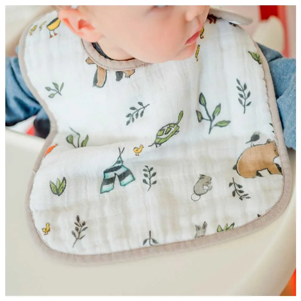Cotton Muslin Classic Bib 3pk - Forest Friends