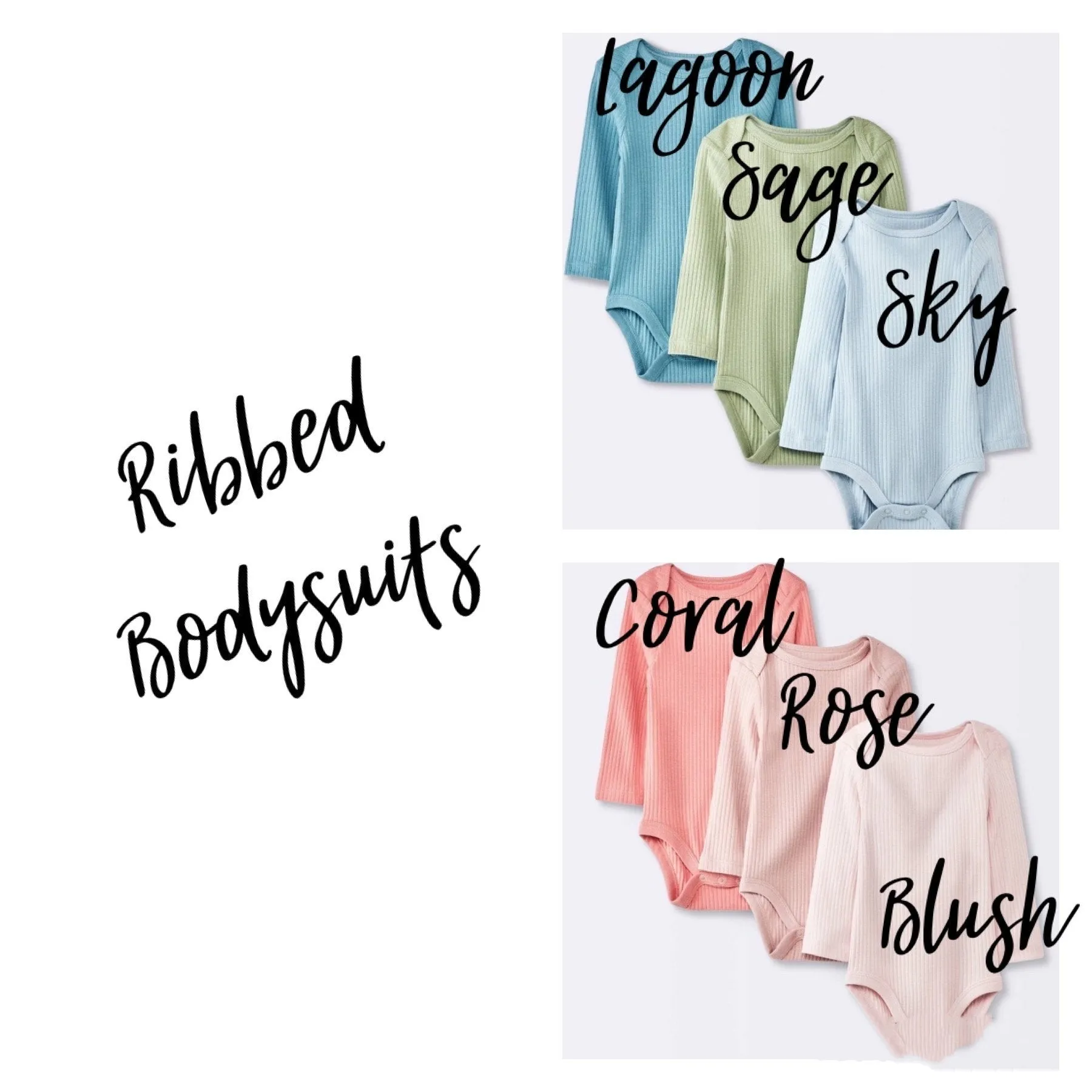 Custom Hand Embroidered Long Sleeve Waffle Bodysuit/Long Sleeve Ribbed Bodysuit