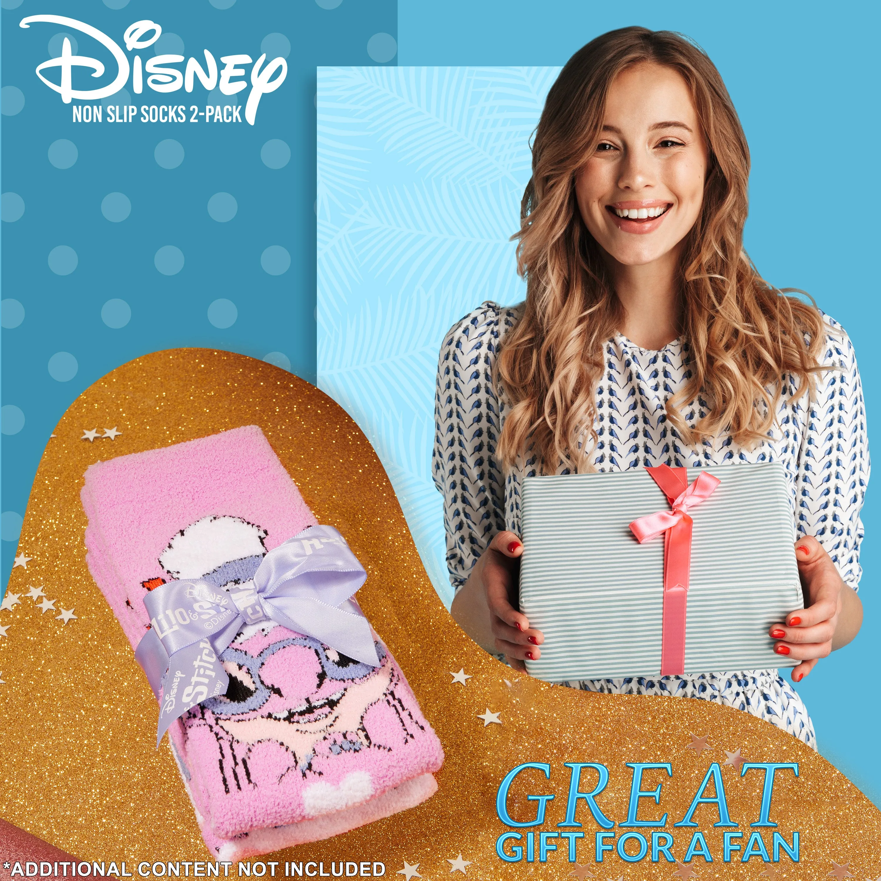 Disney Slippers Socks Women 2 Pack Fluffy Socks Non Slip - Angel