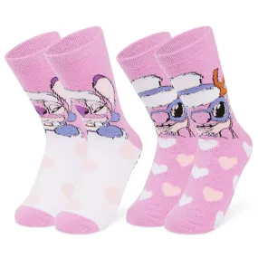 Disney Slippers Socks Women 2 Pack Fluffy Socks Non Slip - Angel