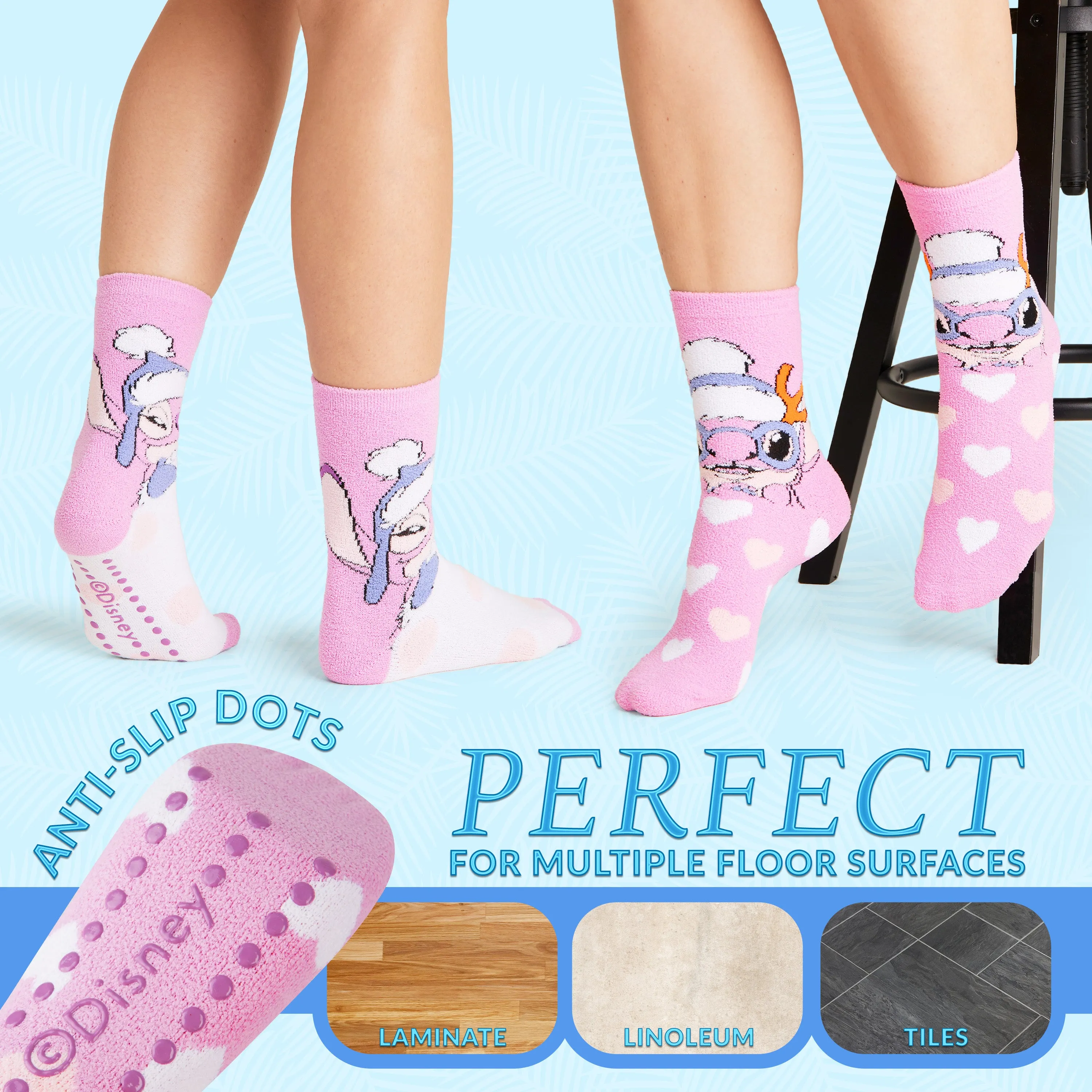 Disney Slippers Socks Women 2 Pack Fluffy Socks Non Slip - Angel