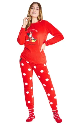 Disney Womens Pyjamas, Fleece Loungewear and Fluffy Minnie Gift Set