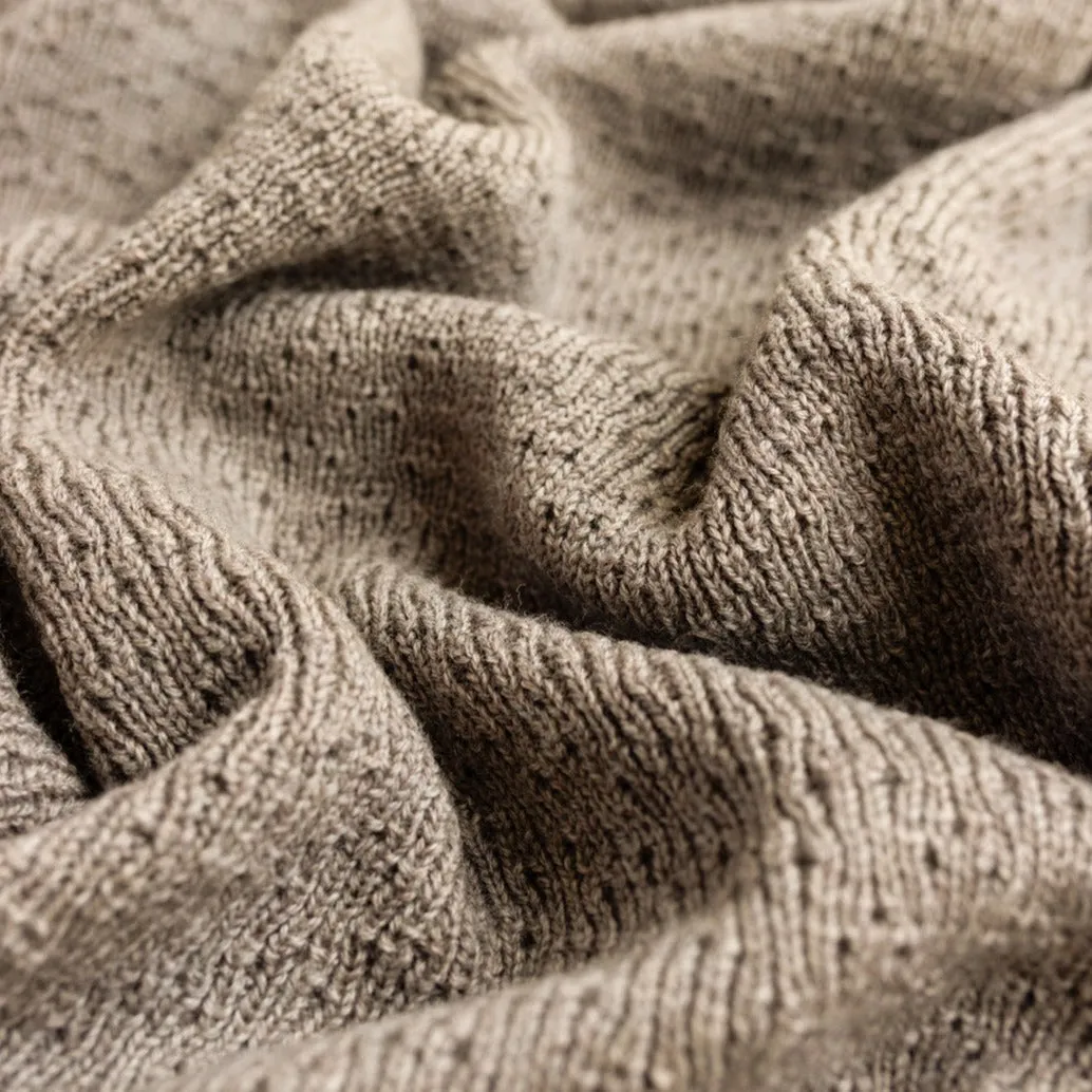 Dora Merino Wool Winter Knit Baby Blanket (Otter)