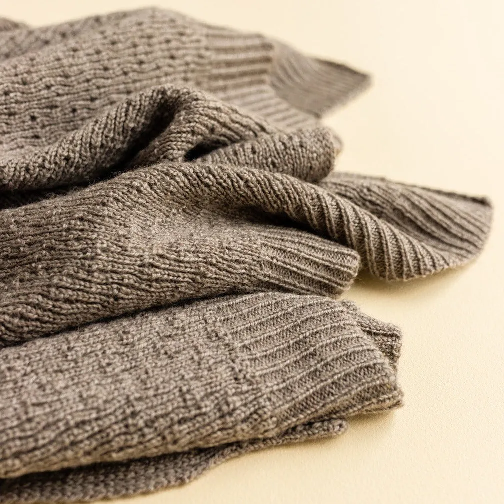 Dora Merino Wool Winter Knit Baby Blanket (Otter)