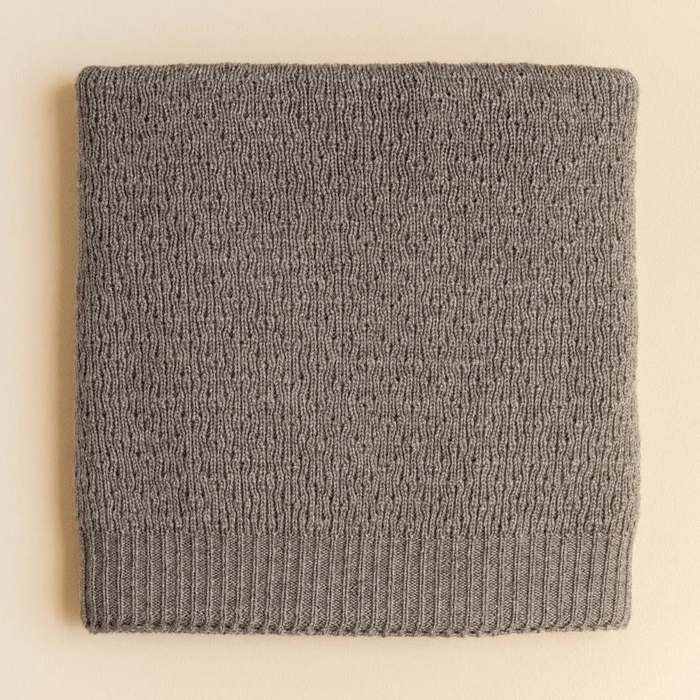 Dora Merino Wool Winter Knit Baby Blanket (Otter)