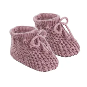 Dusky Pink Knit Bow Booties