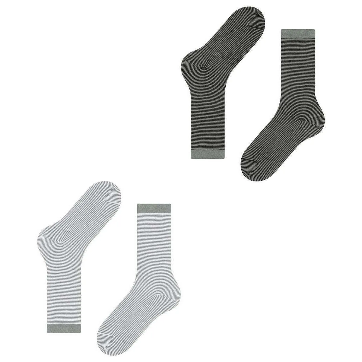 Esprit Allover Stripe 2 Pack Socks - White/Grey