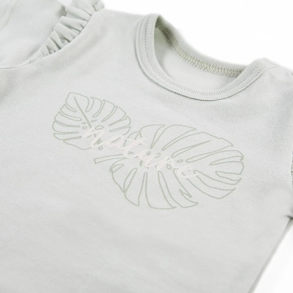 Ewa Klucze girls' bodysuit nature with frill green
