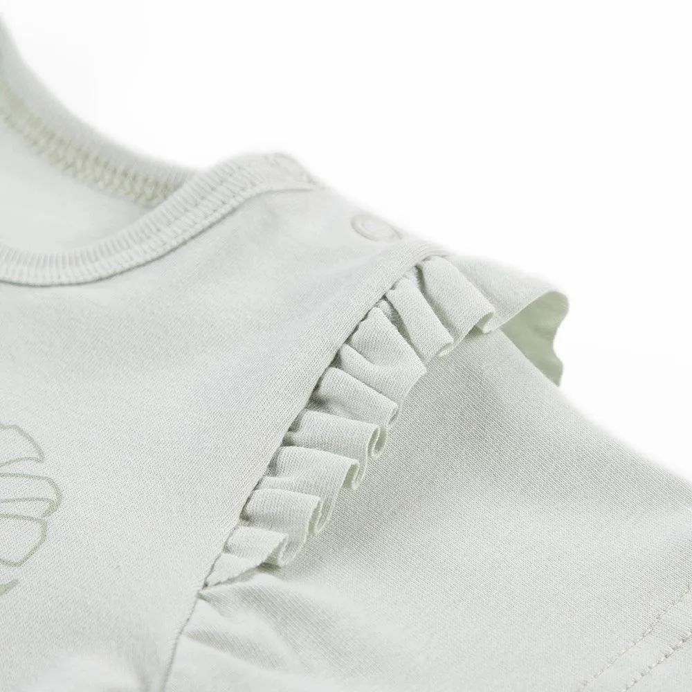 Ewa Klucze girls' bodysuit nature with frill green