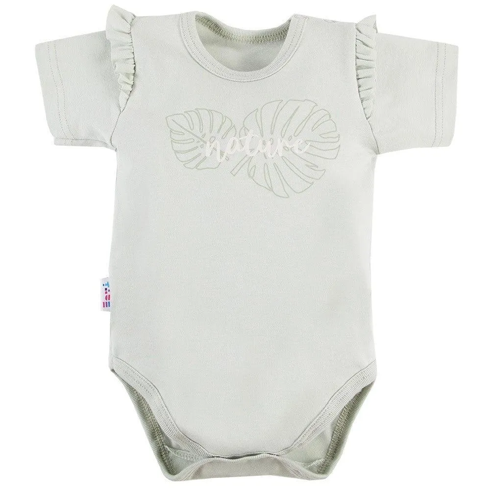 Ewa Klucze girls' bodysuit nature with frill green