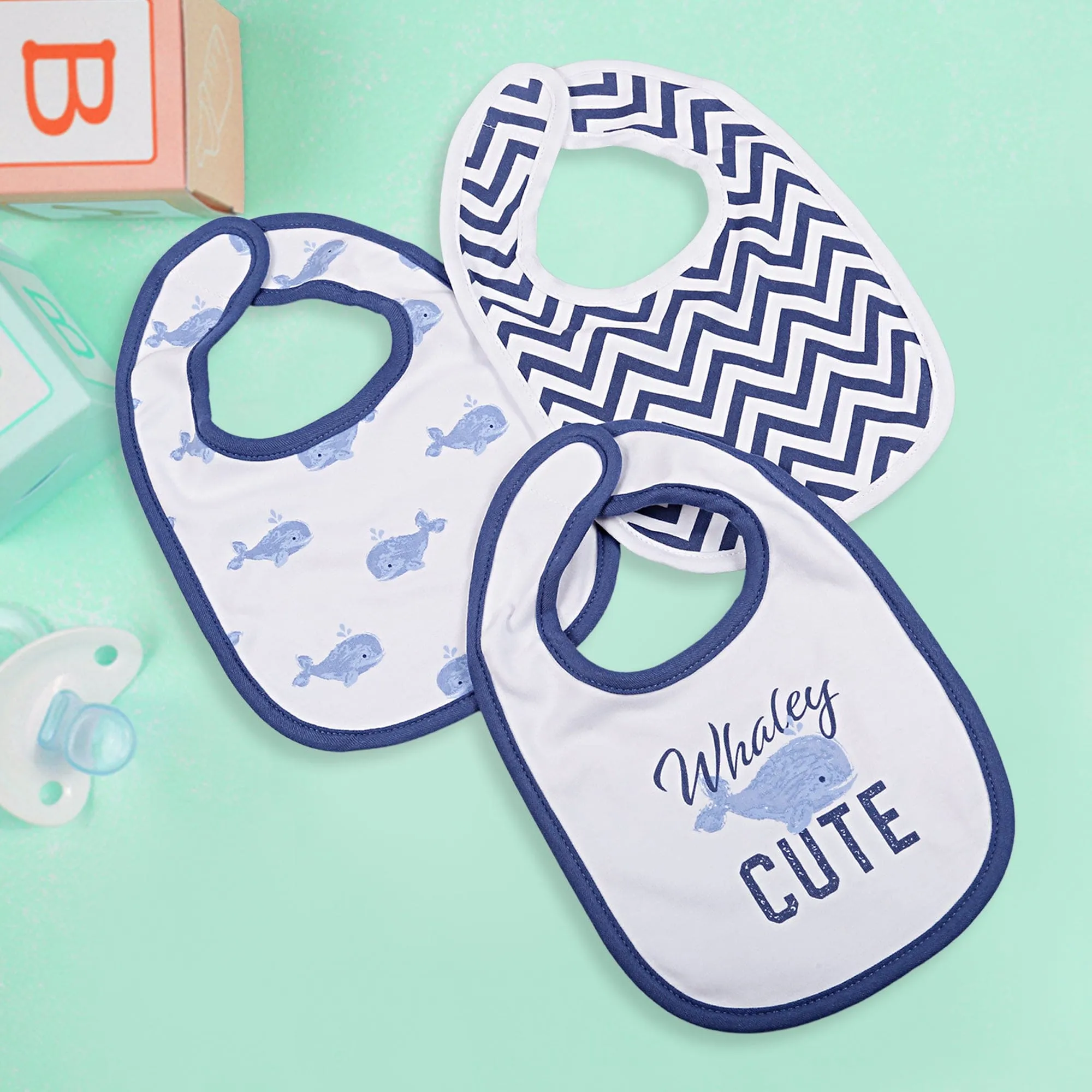 Feeding Bibs Pack Of 3 Whale Multicolour